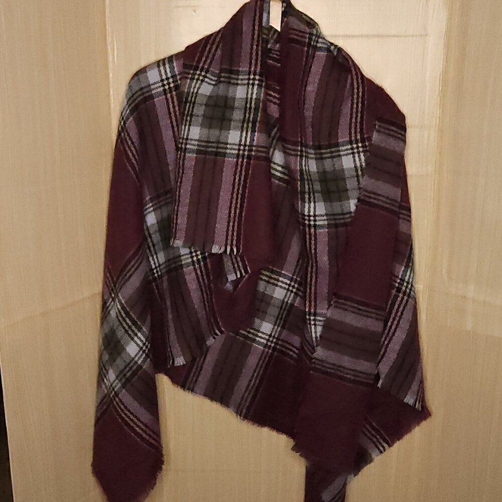 Purple Plaid Soft Blanket Scarf